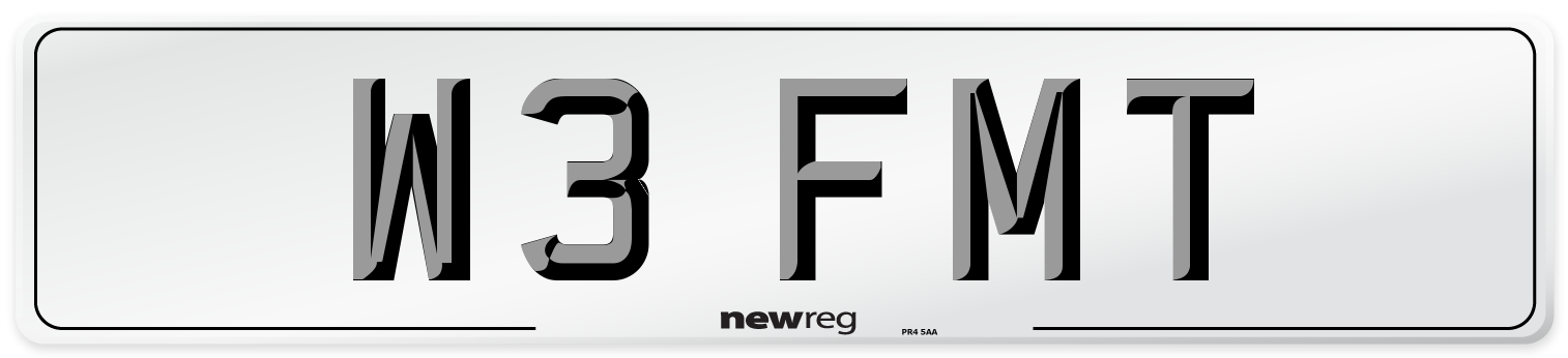 W3 FMT Number Plate from New Reg